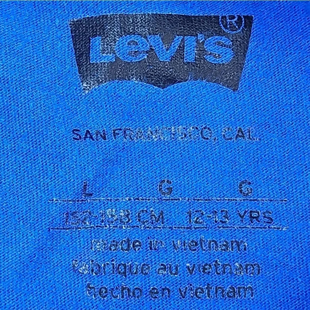 🔸️Levi's Prince Blue Classic Batwing Graphic Logo Short Sleeve Top Youth Large